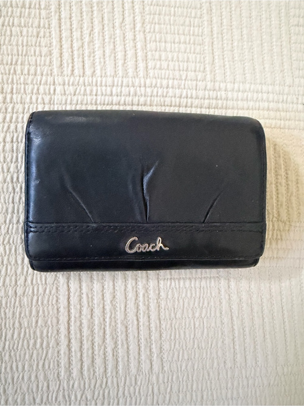 Coach Black Leather Trifold Wallet